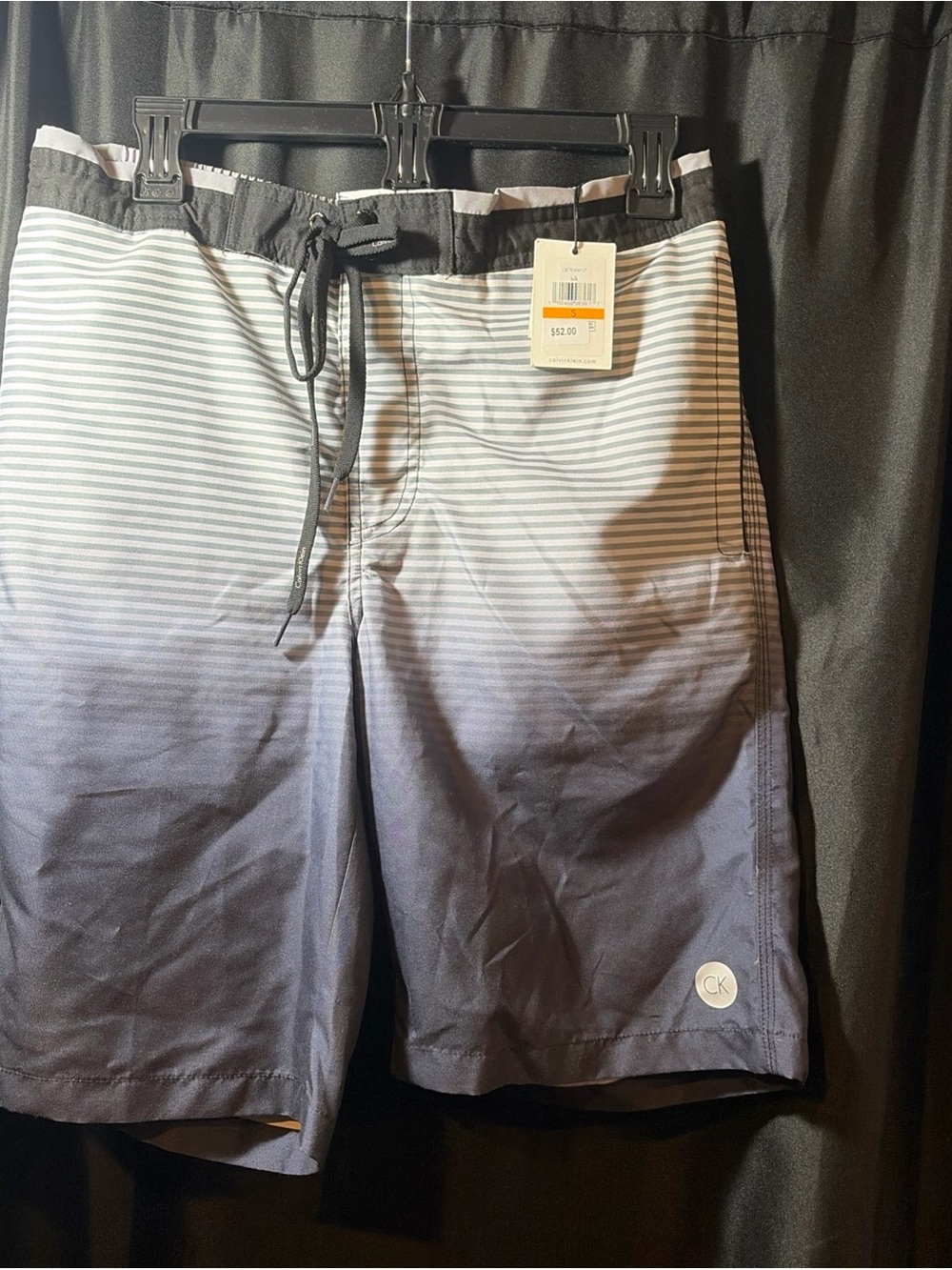 Calvin Klein Gray to Navy Ombre Striped Swim Shorts